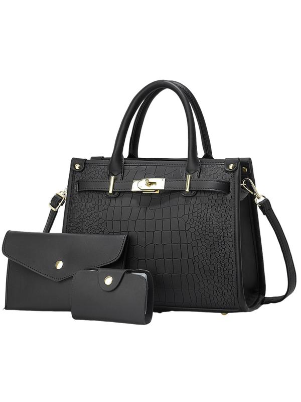 The Elara Croc-Embossed 3-Piece Handbag Set