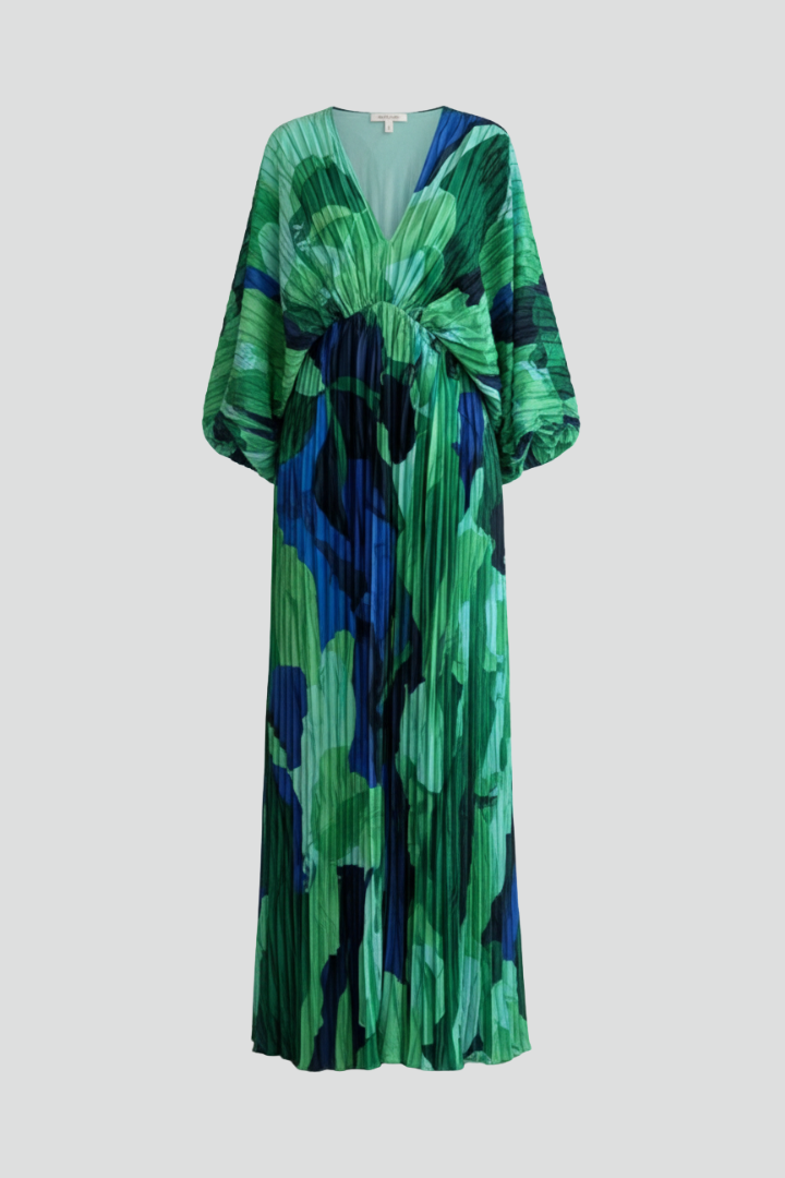 Matilda Parker | Pleated V-Neck Maxi Dress