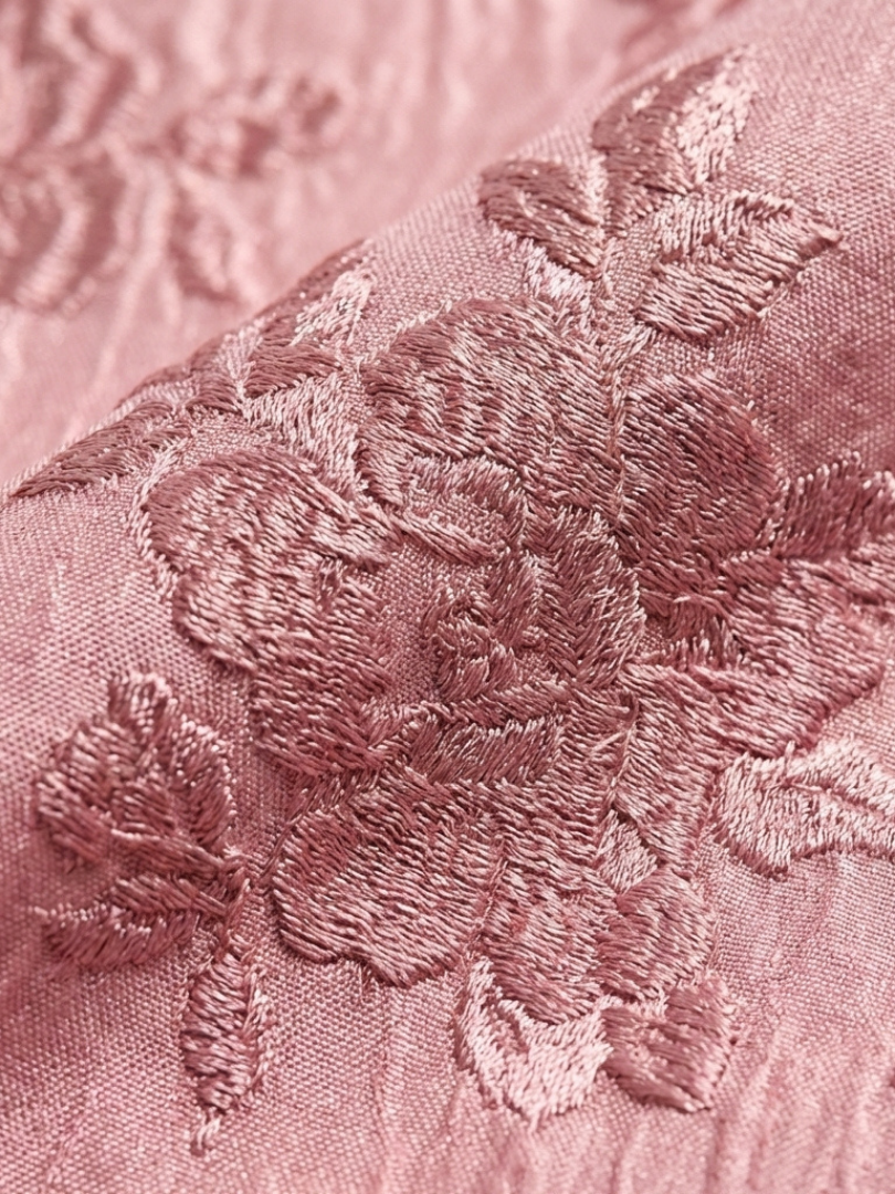 Xanthea | Belted Floral Textured Maxi Shirt Dress — Pink — photo 5