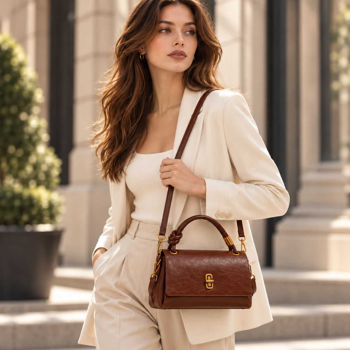 Meghan Knotted Satchel – Textured Handbag
