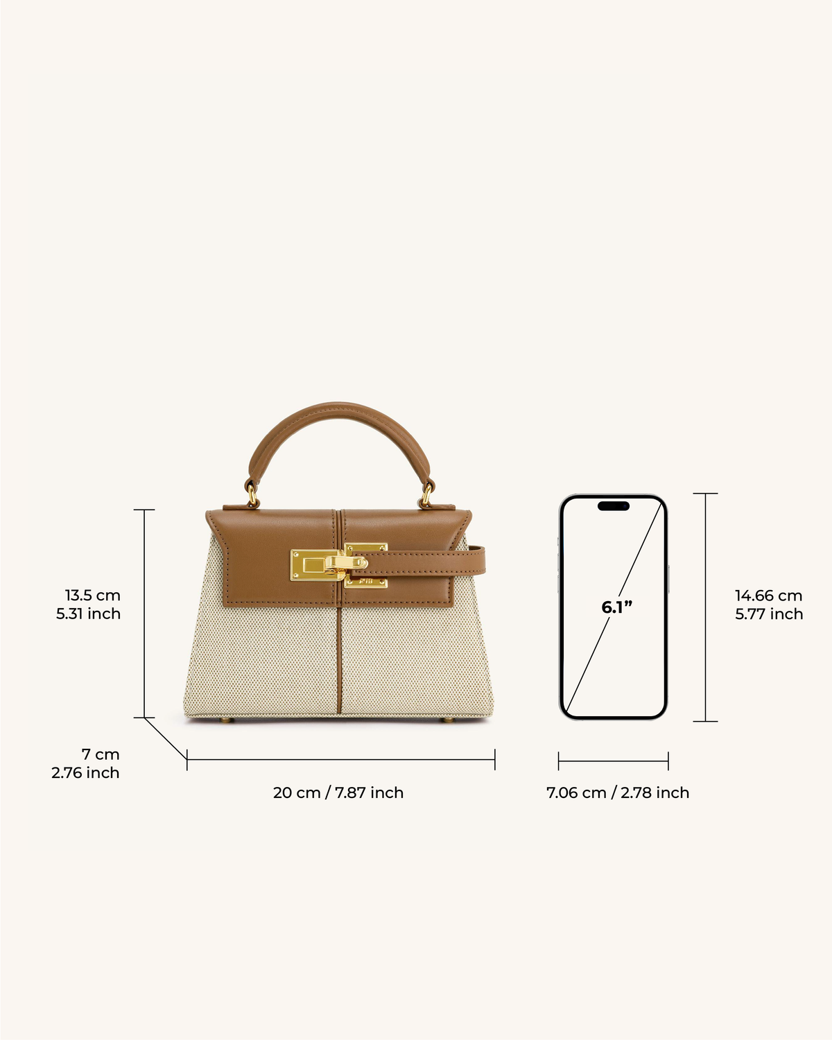 Vivienne Top Handle Bag – Brown Canvas