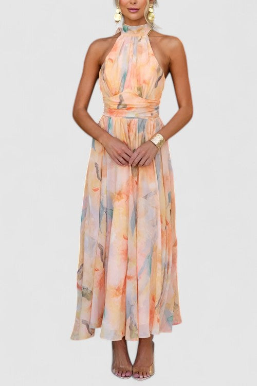 Élodie Moreau | Floral Halter Maxi Dress