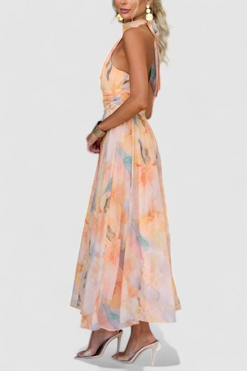 Élodie Moreau | Floral Halter Maxi Dress