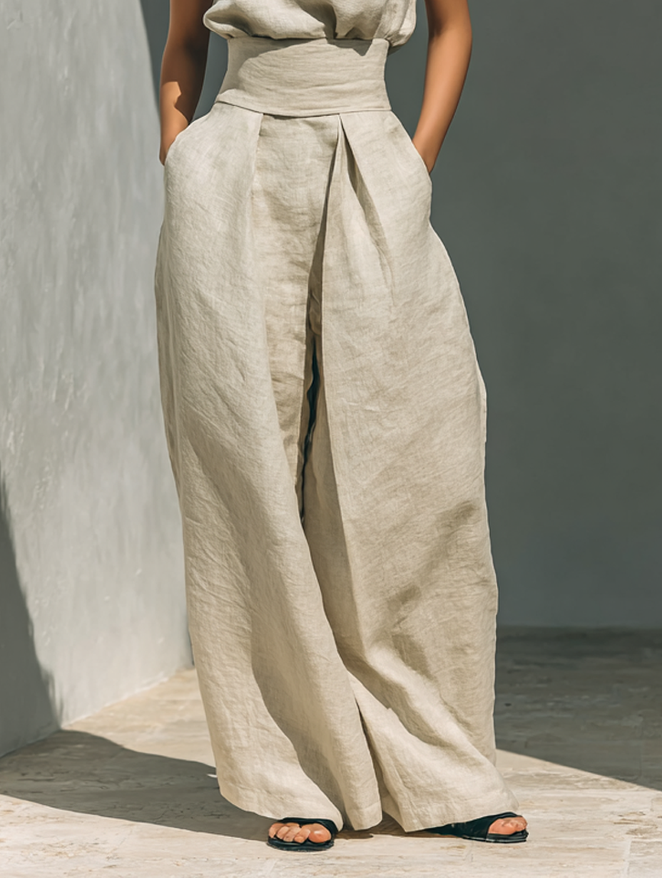 Harper Ainslie | Relaxed Linen Wide-Leg Co-Ord Set For Women