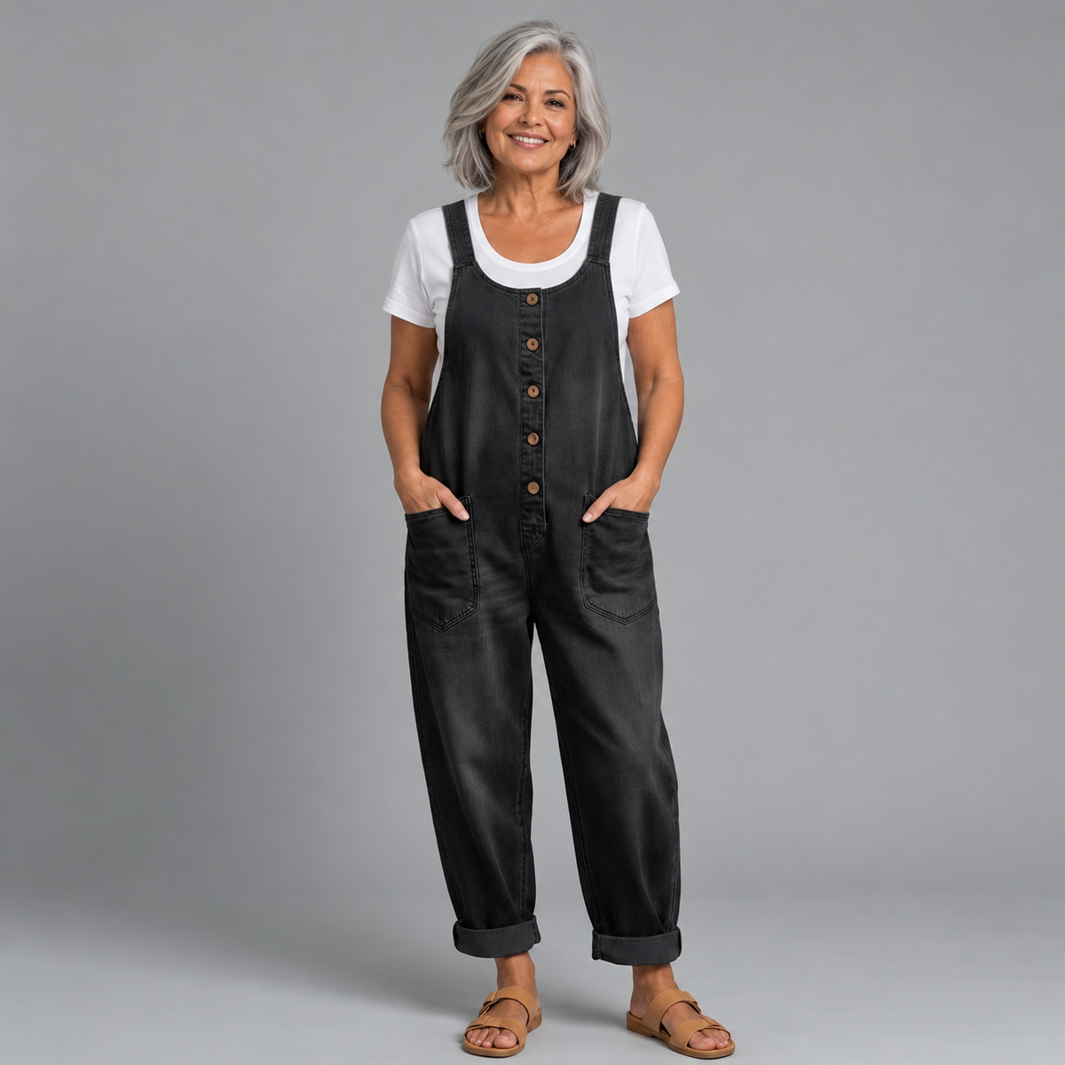 Saylor denim overalls – Black