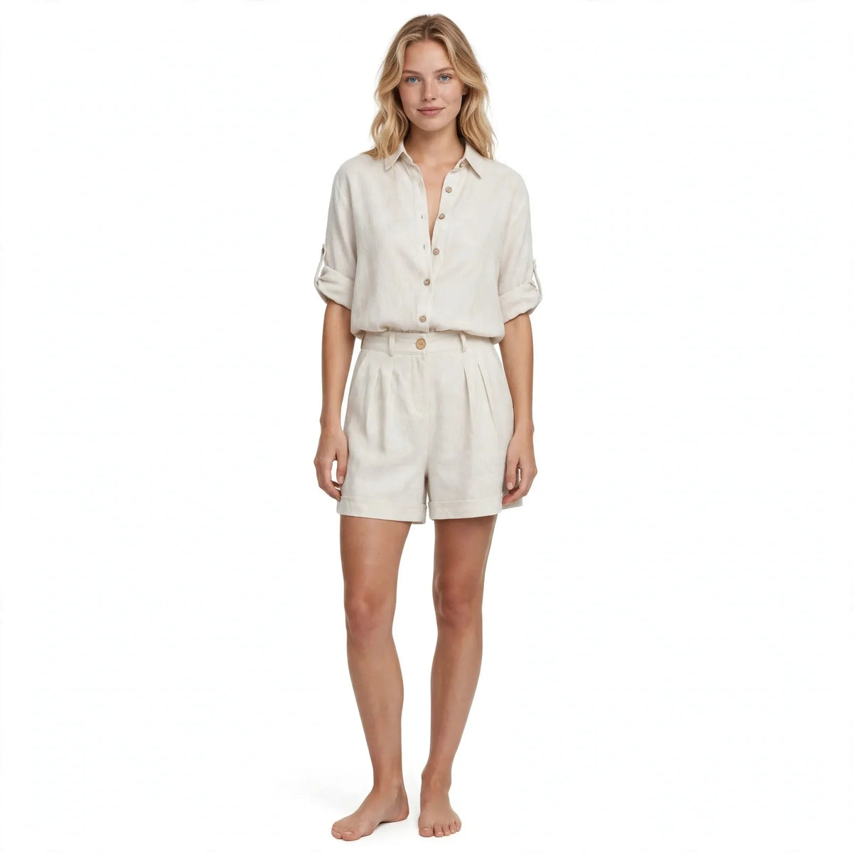 Ruby Sheffield | Linen-Blend Shorts and Top Set For Women