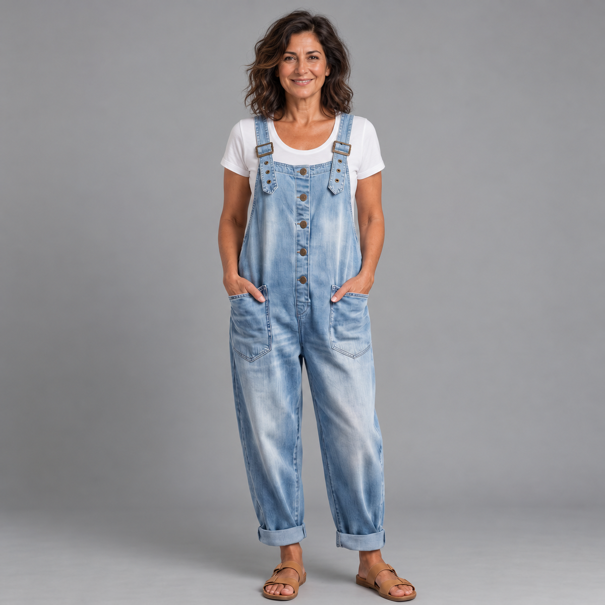 Saylor denim overalls – Light Blue adjustable straps