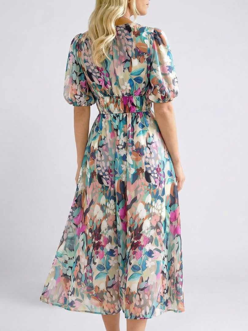 Eulalie | V-Neck Floral Midi Dress — Floral — photo 2