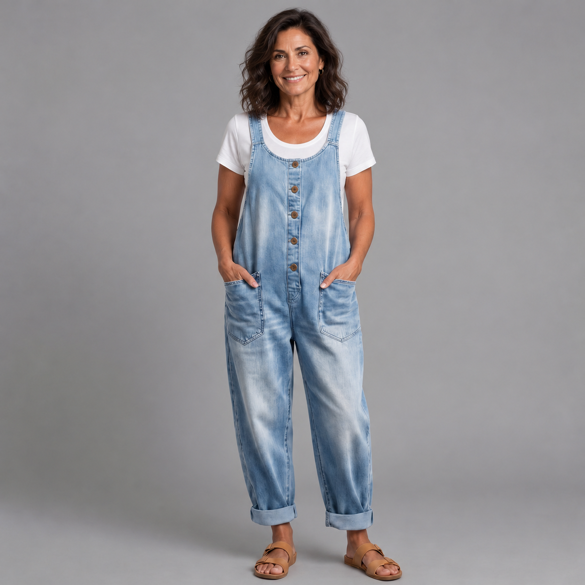 Saylor denim overalls – Light Blue