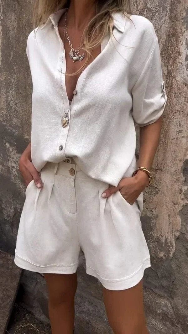 Ruby Sheffield | Linen-Blend Shorts and Top Set For Women