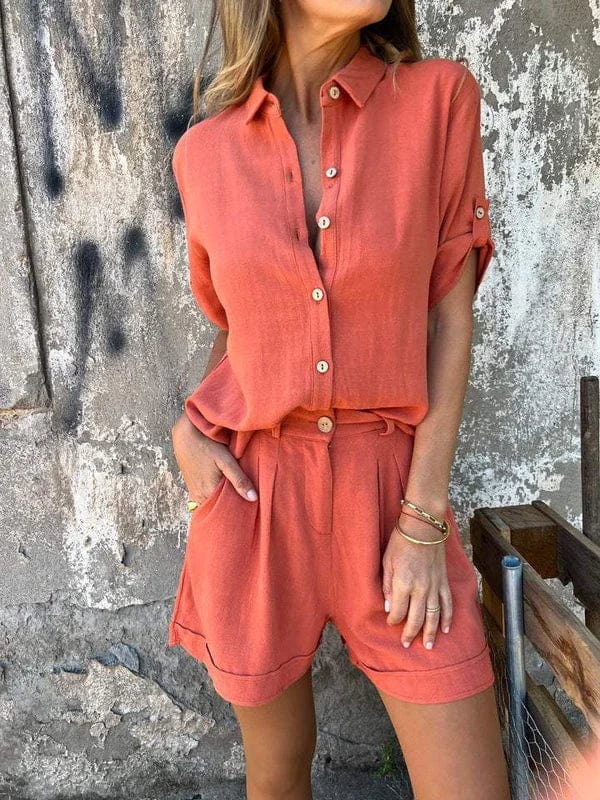 Ruby Sheffield | Linen-Blend Shorts and Top Set For Women