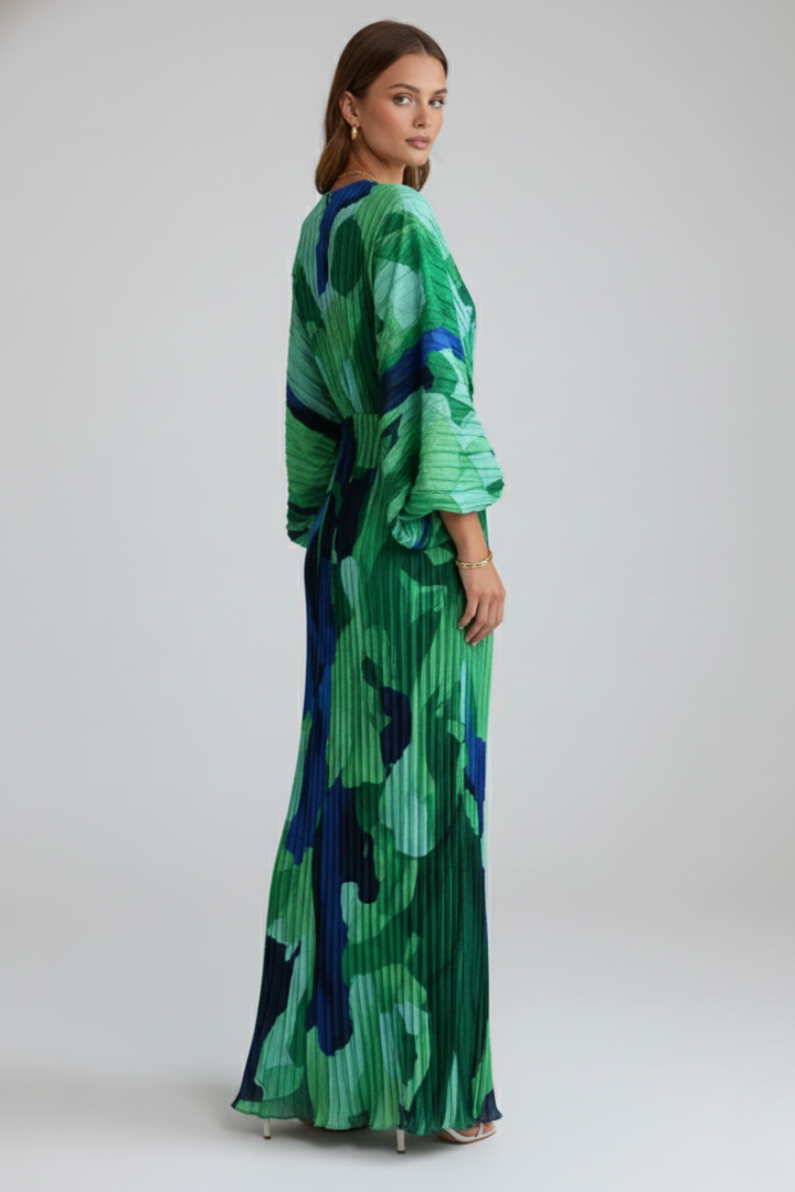 Matilda Parker | Pleated V-Neck Maxi Dress