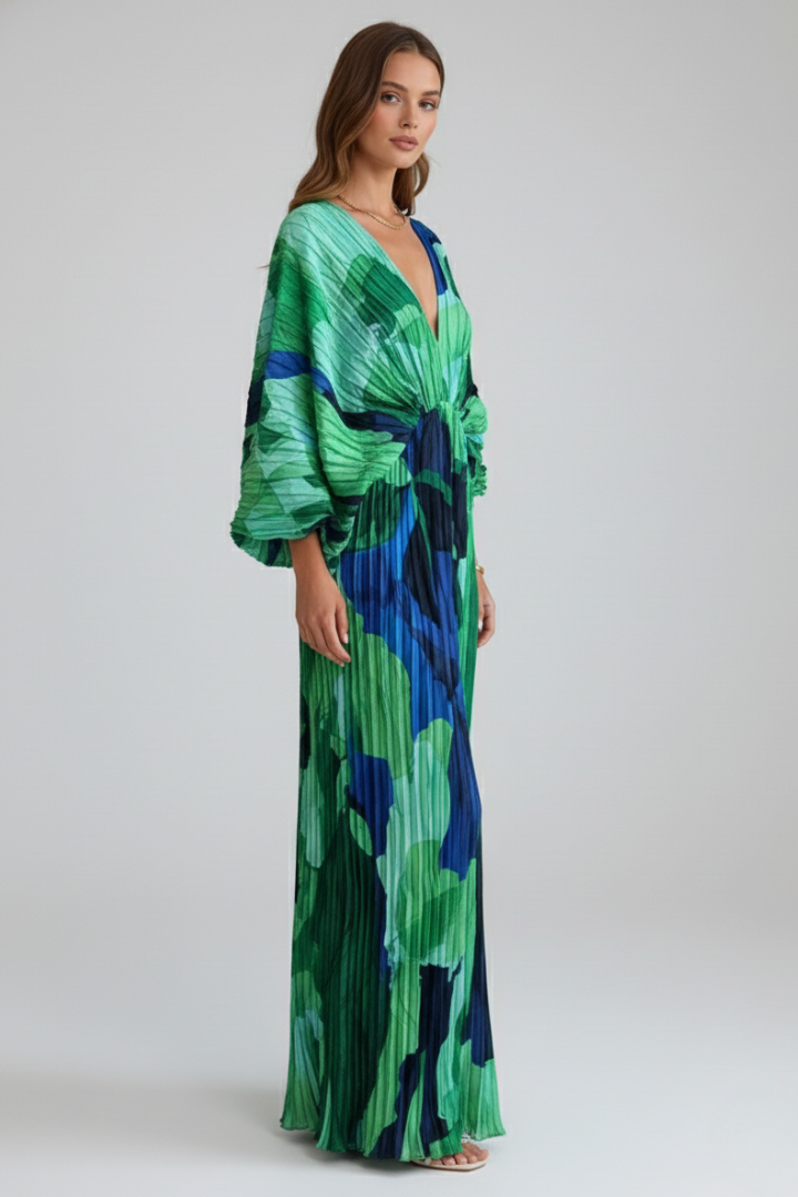 Matilda Parker | Pleated V-Neck Maxi Dress