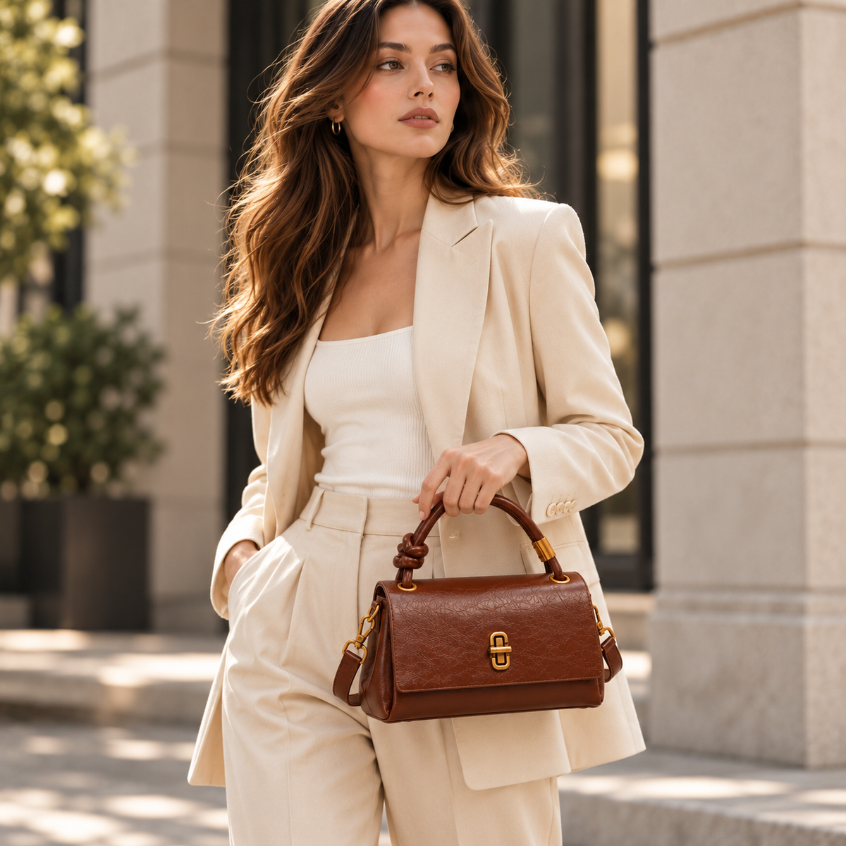 Meghan Knotted Satchel – Textured Handbag