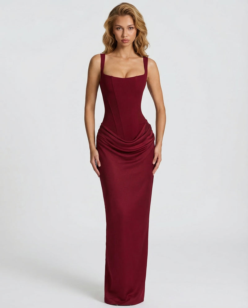 Sienna Laurent | Satin Corset Maxi Dress