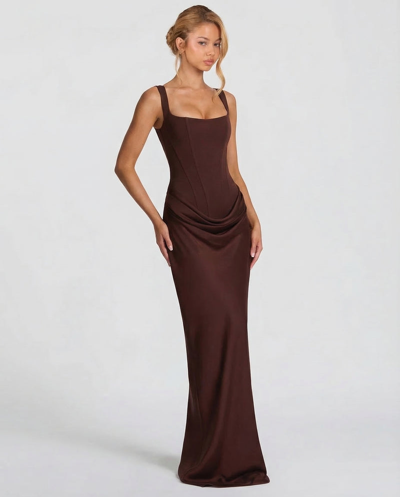 Sienna Laurent | Satin Corset Maxi Dress