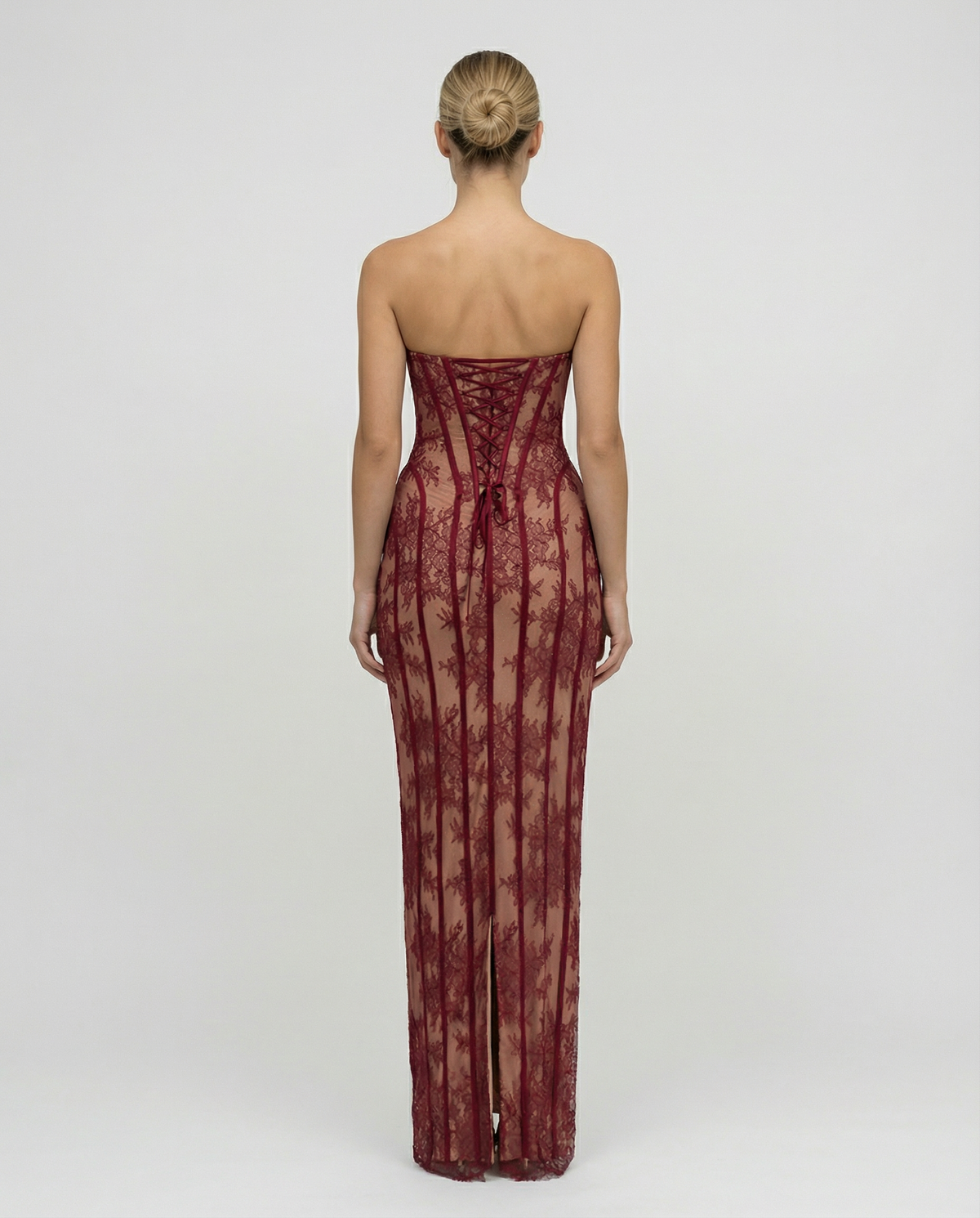 Valentina Rossi | Strapless Lace Corset Maxi Dress