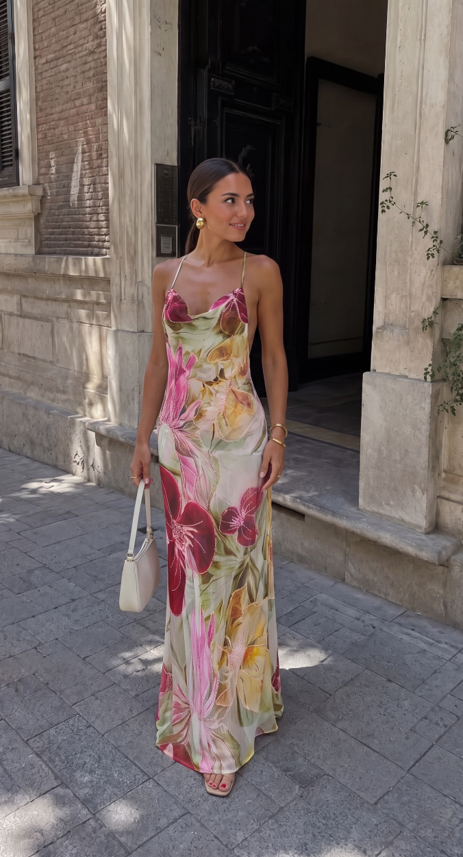 Elise Callahan | Floral Cowl Maxi Dress