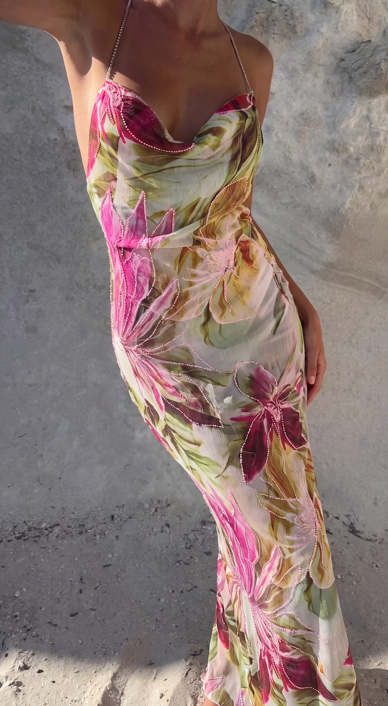 Elise Callahan | Floral Cowl Maxi Dress