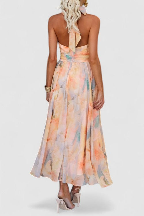 Élodie Moreau | Floral Halter Maxi Dress
