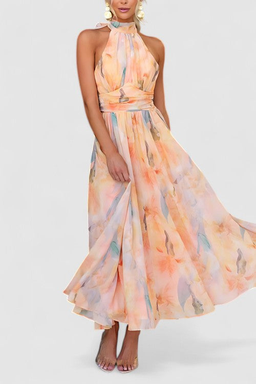 Élodie Moreau | Floral Halter Maxi Dress