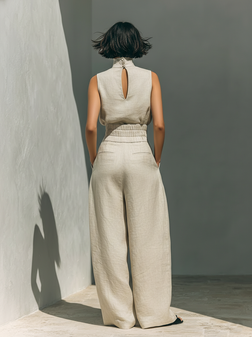 Harper Ainslie | Relaxed Linen Wide-Leg Co-Ord Set For Women
