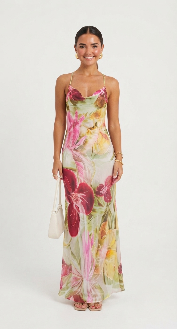 Elise Callahan | Floral Cowl Maxi Dress