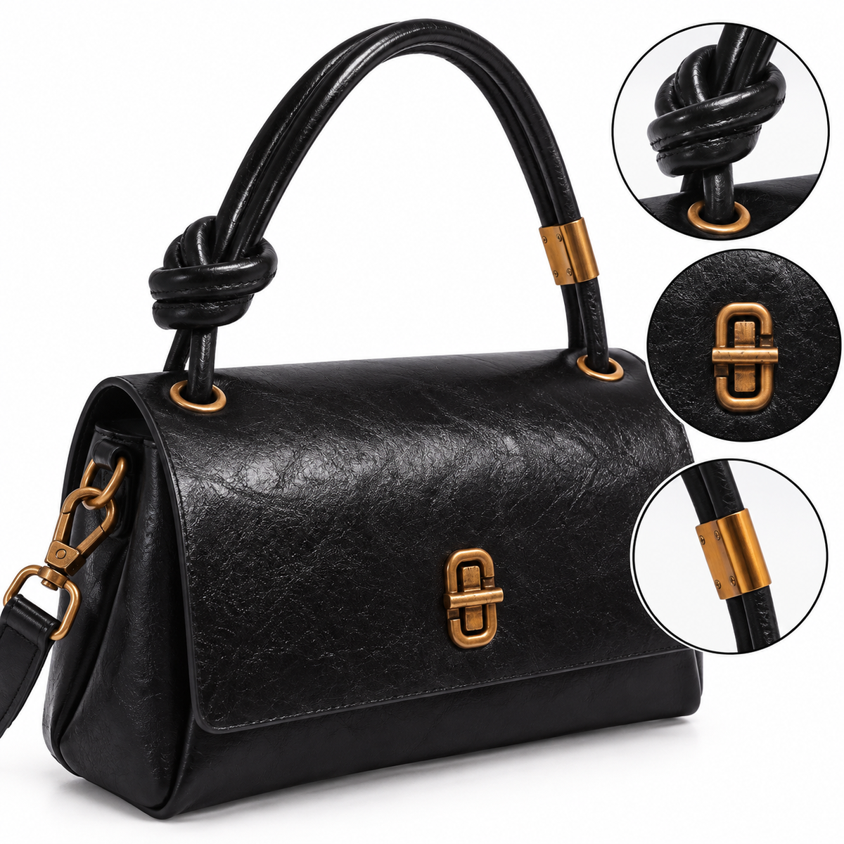 Meghan Knotted Satchel – Textured Handbag