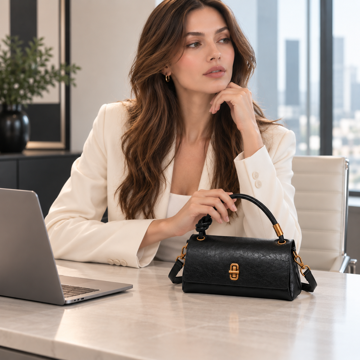 Meghan Knotted Satchel – Textured Handbag