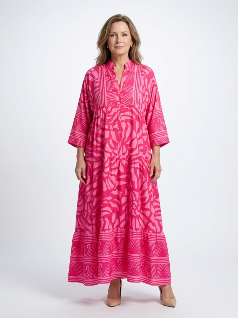 Marielle | Button-Front Midi Dress — Pink — photo 1