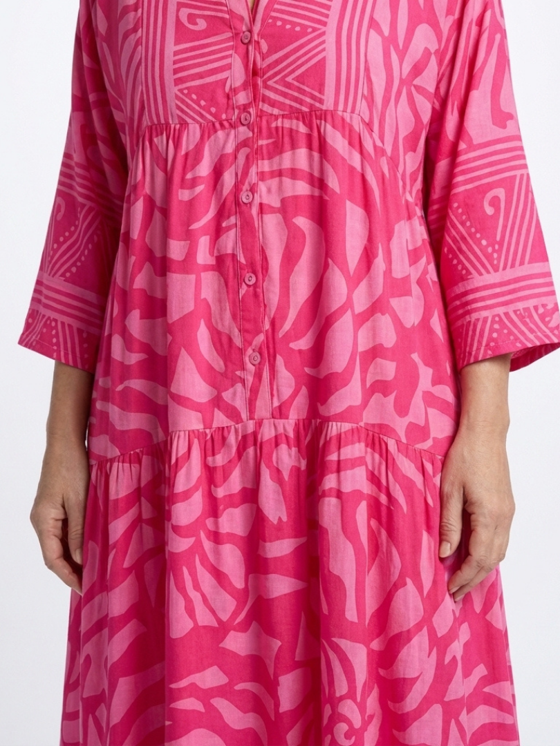 Marielle | Button-Front Midi Dress — Pink — photo 3
