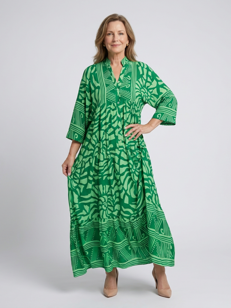 Marielle | Button-Front Midi Dress — Green — photo 6