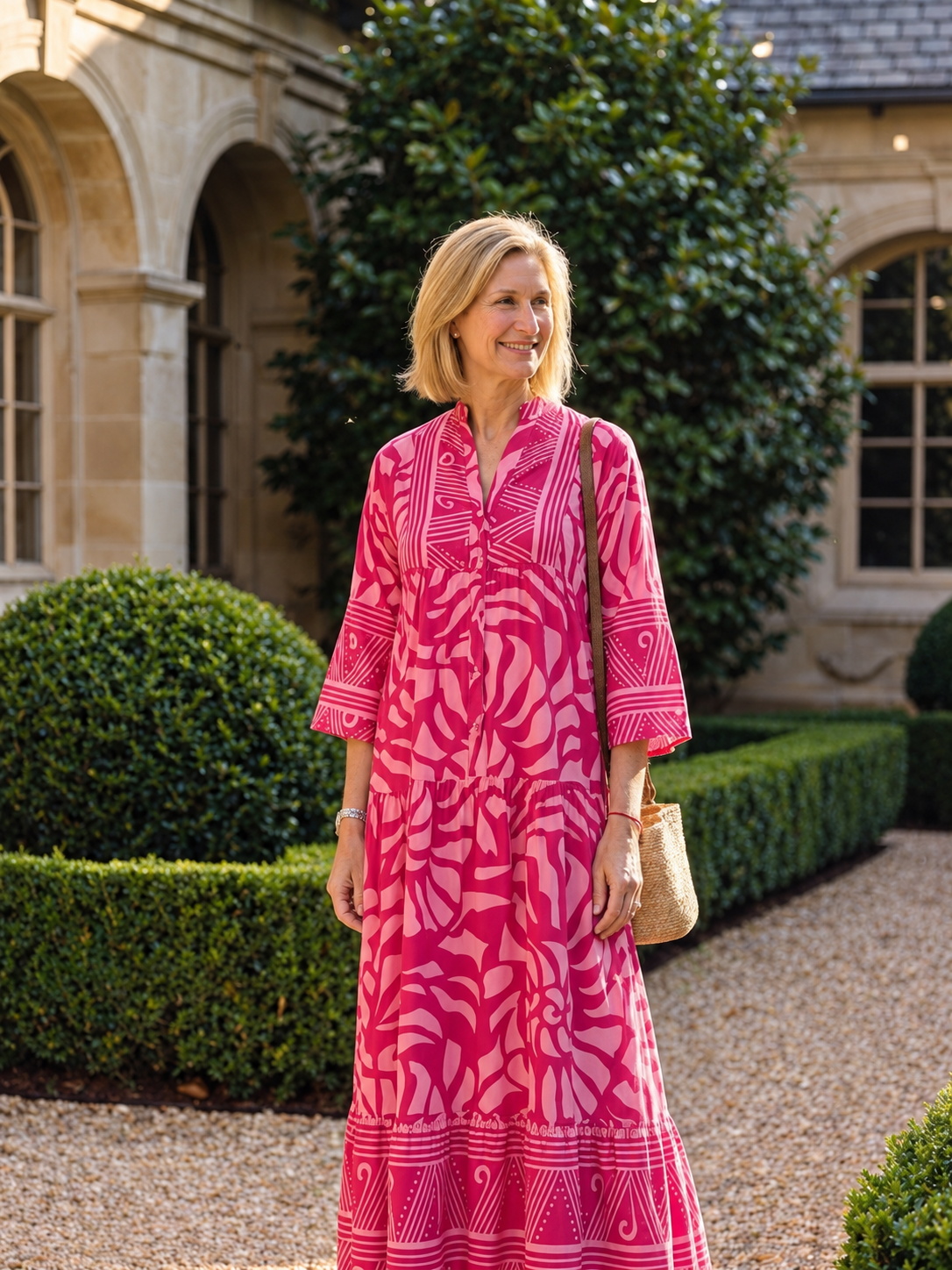 Marielle | Button-Front Midi Dress — Pink — photo 7